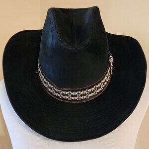 Vintage "BOOT HILL" Black Cowboy Bucket Hat Size Medium  7-7 1/8 Western Unisex